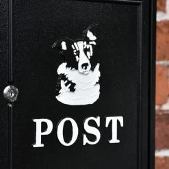Black & White "Oxford" Border Collie Wall Mounted Post Box -Garden Supply Discount Store dsc 6868