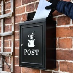Black & White "Oxford" Border Collie Wall Mounted Post Box -Garden Supply Discount Store dsc 6897