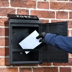 Black & White "Oxford" Border Collie Wall Mounted Post Box -Garden Supply Discount Store dsc 6903