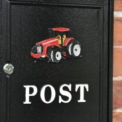 Black & Red "Oxford" Tractor Wall Mounted Post Box -Garden Supply Discount Store dsc 6929