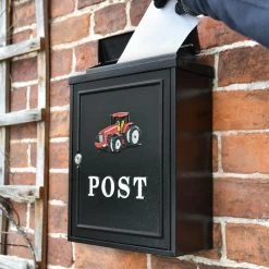 Black & Red "Oxford" Tractor Wall Mounted Post Box -Garden Supply Discount Store dsc 6959