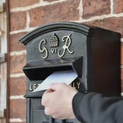 Black & Gold "Goldney" King George Curved Roof Post Box -Garden Supply Discount Store dsc 9455 copy