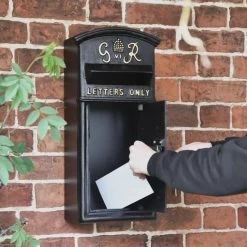 Black & Gold "Goldney" King George Curved Roof Post Box -Garden Supply Discount Store dsc 9464 copy