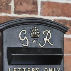 Black & Gold "Goldney" King George Curved Roof Post Box -Garden Supply Discount Store dsc 9493 copy