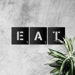 'EAT' Black Scrabble Square Letters -Garden Supply Discount Store eat black scrabble square letters eat black scrabble square letters