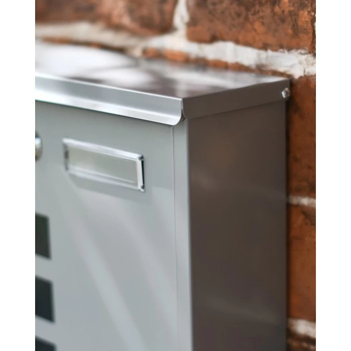 Galvanised Steel Silver Wall Mounted Post Box With Lock & Newspaper Holder - Image 10