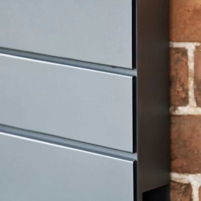 Granite Grey "Cambered Trigon" Modern Wall Mounted Post Box & Newspaper Holder - Image 5