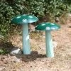 Green Hand Painted Steel Mushroom Sculpture -Garden Supply Discount Store green hand painted mushroom sculpture in situ