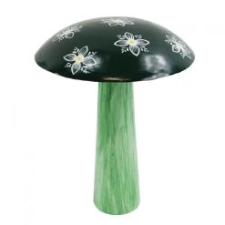 Green Hand Painted Steel Mushroom Sculpture -Garden Supply Discount Store green mushroom
