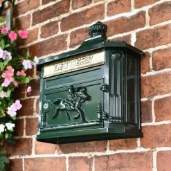 Green "Odell" Wall Mounted Post Box -Garden Supply Discount Store green odell wall mounted post box 4 1
