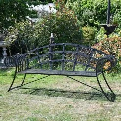 “Hampton Bridge” Wrought Iron Chaise Garden Bench -Garden Supply Discount Store hampton bridge wrought iron chaise garden bench 13 1