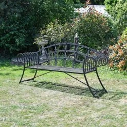 “Hampton Bridge” Wrought Iron Chaise Garden Bench -Garden Supply Discount Store hampton bridge wrought iron chaise garden bench 3 1
