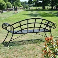 “Hampton Bridge” Wrought Iron Chaise Garden Bench -Garden Supply Discount Store hampton bridge wrought iron chaise garden bench 6 1