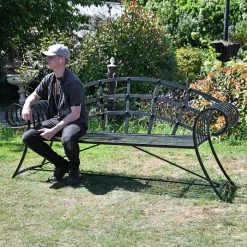 “Hampton Bridge” Wrought Iron Chaise Garden Bench -Garden Supply Discount Store hampton bridge wrought iron chaise garden bench 7 1