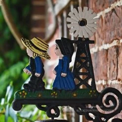 Cast Iron Hand Painted Garden Bell - Jack And Jill -Garden Supply Discount Store hand painted garden bell jack and jill close up