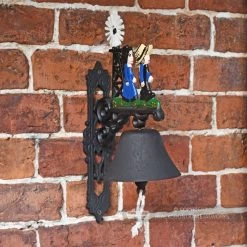 Cast Iron Hand Painted Garden Bell - Jack And Jill -Garden Supply Discount Store hand painted iron garden bell jack and jill