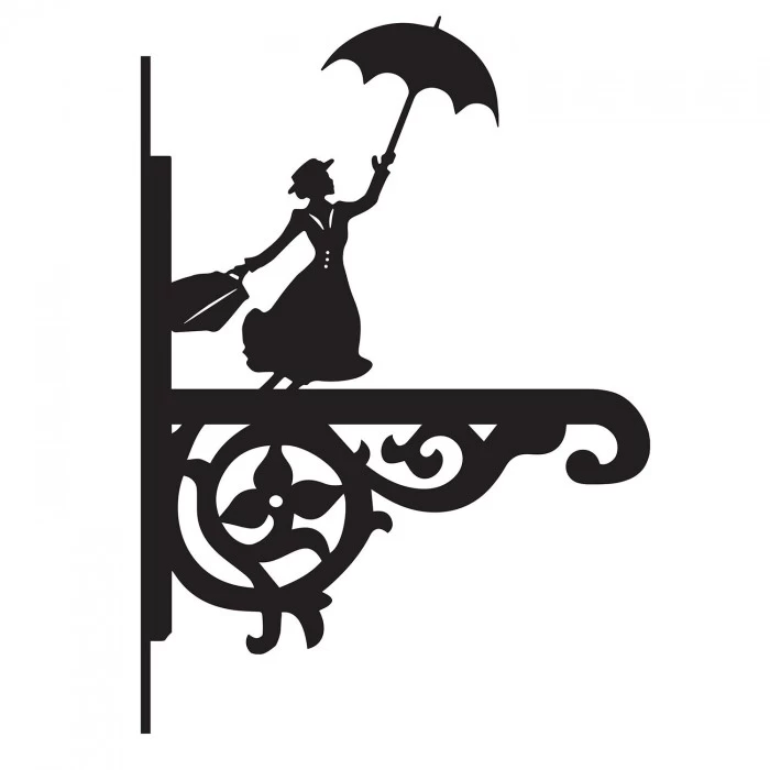 Ornate Mary Poppins Iron Hanging Basket Bracket