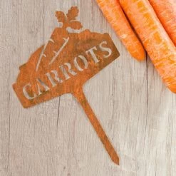 Rustic "Carrots" Vegetable Label -Garden Supply Discount Store herb labels bg carrots rus 3