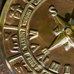 Antique Brass 'Horoscope' Sundial - 230mm -Garden Supply Discount Store horoscope sundial detailed image of aries taurus gemini