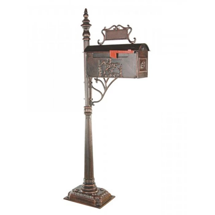 Houston Antique, Ornate Styled, Post Box With Red Flag Mail Indicator