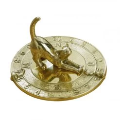 Polished Brass Cat And Mouse Sundial - 180mm