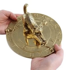 Polished Brass Cat And Mouse Sundial - 180mm -Garden Supply Discount Store hs034 1