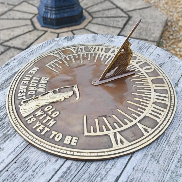Antique Brass 'Old Father Time' Sundial - 290mm 3 Antique Brass 'Old Father Time' Sundial - 290mm