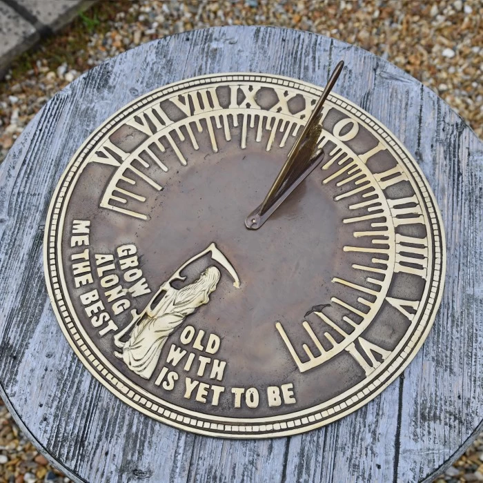Antique Brass 'Old Father Time' Sundial - 290mm 4 Antique Brass 'Old Father Time' Sundial - 290mm - Image 2