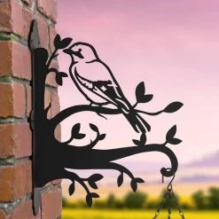 Jay On Branches Steel Hanging Basket Bracket -Garden Supply Discount Store jay on branches steel hanging basket bracket 1