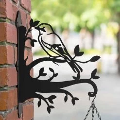 Jay On Branches Steel Hanging Basket Bracket -Garden Supply Discount Store jay on branches steel hanging basket bracket 2