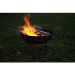 Iron Kadai Fire Bowl - 160cm -Garden Supply Discount Store kadai fire bowl lit up 1 1 1