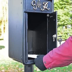 King George Rex Black Period Post Box & Stand -Garden Supply Discount Store king george rex black period post box 10 1