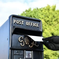 King George Rex Black Period Post Box & Stand -Garden Supply Discount Store king george rex black period post box 7 1