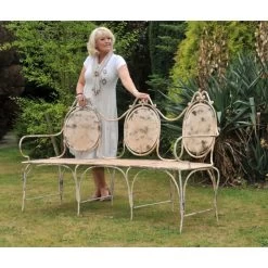 "Lady Josephina" Cameo Garden Bench -Garden Supply Discount Store lady josephine rustic cream garden bench scale shot