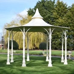 "Lady Antoinette" Large Cream Garden Bandstand - Custom Size -Garden Supply Discount Store lady leticias dream carousel bandstand pavillion custom designed 1 2 1