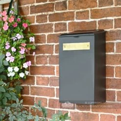 Large "Pevensey Square” Newspaper And Parcel Holder -Garden Supply Discount Store large black and brass newspaper holder