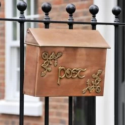 "Drustan" Antique Copper And Brass Celtic Design Post Box -Garden Supply Discount Store lb005 antique copper mail box celtic designon fence 1