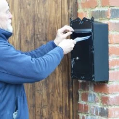 "Mulrose" Slim Wall Mounted Post Box -Garden Supply Discount Store lb1010 s mulrose wall mounted post box scale