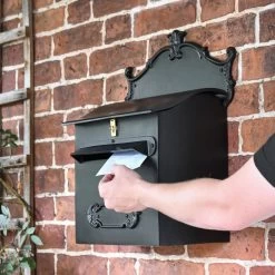 “Espresso” Black Goldhay Secure Post And Parcel Box -Garden Supply Discount Store lb1018 dlx blk 3 1