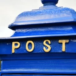 “Coastal Surf” Blue Camden Deluxe Post Box Free Standing Post Box -Garden Supply Discount Store lb1020 db dlx 14