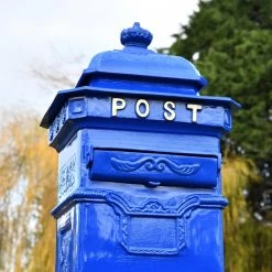 “Coastal Surf” Blue Camden Deluxe Post Box Free Standing Post Box -Garden Supply Discount Store lb1020 db dlx 3