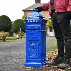 “Coastal Surf” Blue Camden Deluxe Post Box Free Standing Post Box -Garden Supply Discount Store lb1020 db dlx 7
