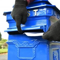 “Coastal Surf” Blue Camden Deluxe Post Box Free Standing Post Box -Garden Supply Discount Store lb1020 db dlx 9