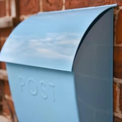 “Spring Skies” Light Blue Contemporary Post Box With Lock -Garden Supply Discount Store lb1153.lock . pb 5