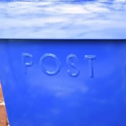 “Sapphire Lagoon” Dark Blue Contemporary Post Box With Lock -Garden Supply Discount Store lb1153.lock .db 5