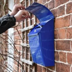“Sapphire Lagoon” Dark Blue Contemporary Post Box With Lock -Garden Supply Discount Store lb1153.lock .db 6
