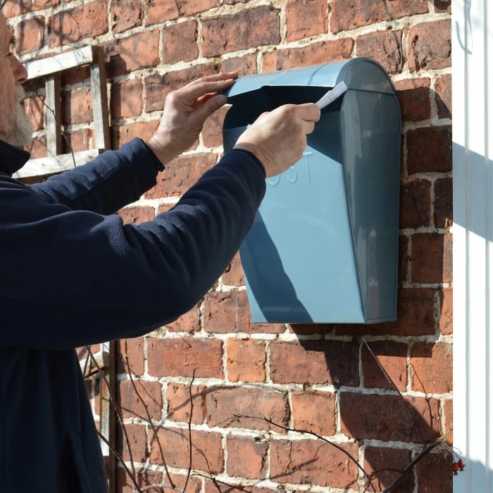 “April Showers” Slate Blue Contemporary Post Box 7 “April Showers” Slate Blue Contemporary Post Box - Image 5