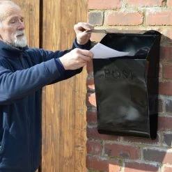 “Evening Hush” Black Berkley Post Box -Garden Supply Discount Store lb1155 berkley post box and newspaper holder scale