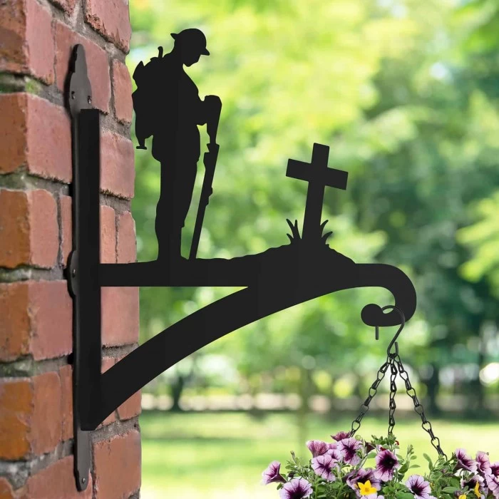 "Lest We Forget" Soldier Hanging Basket Bracket 3 "Lest We Forget" Soldier Hanging Basket Bracket
