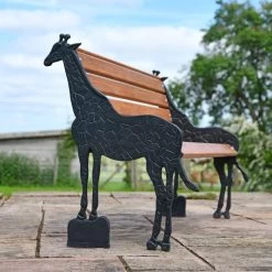 “Gambhira” Giraffe Garden Bench - Black -Garden Supply Discount Store lfd020 brn 3